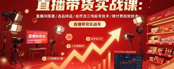 直播带货实战课:直播间搭建/选品排品/自然流三场起号技术/微付费投放技术