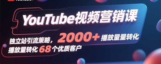 YouTube视频营销课,独立站引流策略,2000+播放量转化68个优质客户